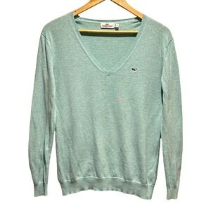 Vineyard Vines V-Neck Pullover Sweater Womens S Cotton Lightweight Preppy *Flaw